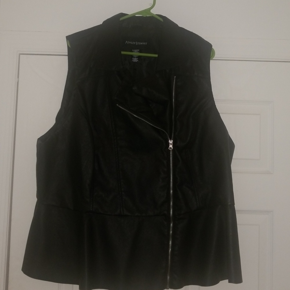 Leather peplum vest